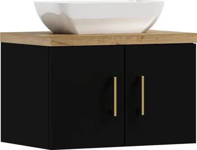 Image de Meubles ADK | Armoire suspendue, 38,2 x 50 x 40,5 cm, noire, avec lavabo, MARKUS 50