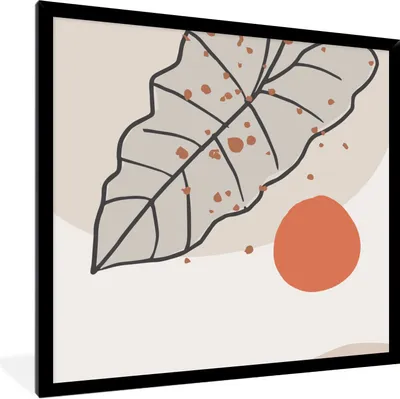 Produktbild von MuchoWow® Gerahmtes Poster Sommer - Orange - Blatt 40x40 cm - Poster mit Schwarzem Bilderrahmen Wandposter Rahmen Foto Bilder - Mit Rahmen - Wanddekoration Schlafzimmer