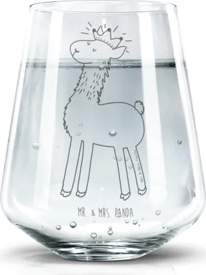Produktbild von Mr. & Mrs. Panda Glas Lama König - Transparent - Geschenk, Lamas, Trinkglas, Wasserglas, Glasbecher, Chef, Becherglas, Abi, Tumbler, Abitur, Mama