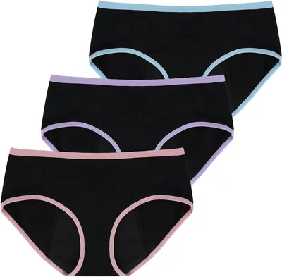 Menstruationsunterwäsche für Mädchen - Set aus 3 Baumwollunterhosen, auslaufsicher, atmungsaktiv und bequem für 10-16 Jahre