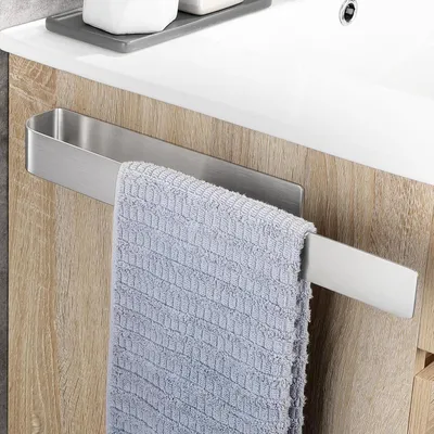 Produktbild von Handtuchhalter 40 cm, silber, 304 Edelstahl, selbstklebend, für Badezimmer