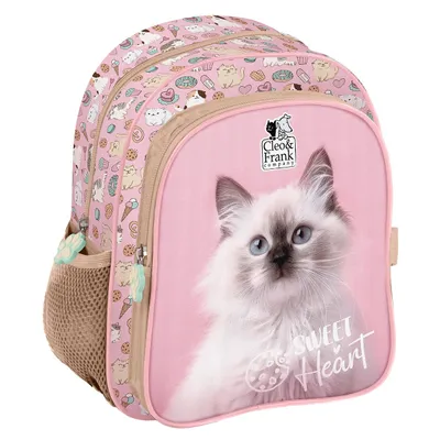 Produktbild von Cleo & Frank süße Katze Kinder Rucksack 28 cm Kindergarten Tasche Mädchen