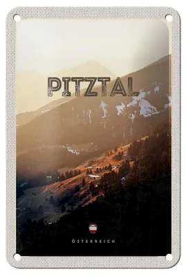 Produktbild von Blechschild Reise 12x18cm Pitztal Gebirge Schnee Natur Urlaub Schild