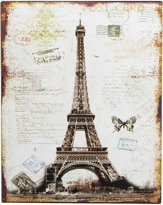 Produktbild von Nostalgie Blechschild Eiffelturm Paris Postkarte Deko-Schild 25x20cm