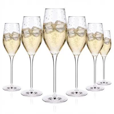 Produktbild von 6x Geldermann Sekt Glas Stölzle Sektgläser Flöte Eichung auf 0,1l Füllmenge 0,265l langer Stiel