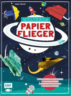 Obrázek produktu pro Weltraum-Papierflieger: Mit Faltanleitungen, pfeilschneller Startrampe, supercoolem Sonnensystem-Modell und 55 Motiv-Papieren zum Sofort-Loslegen