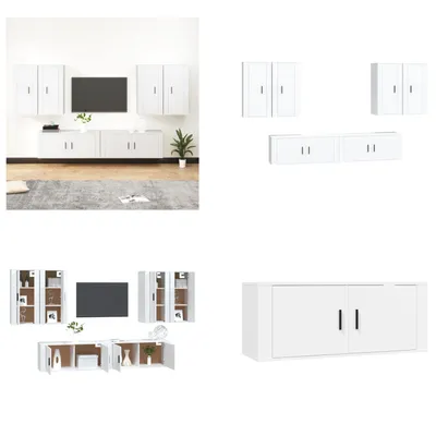 Produktbild von vidaXL 6 tlg. TV Schrank Set Weiß Holzwerkstoff - TV-Schrank-Set - TV-Schrank-Sets - Wohnwand - Schrankwand