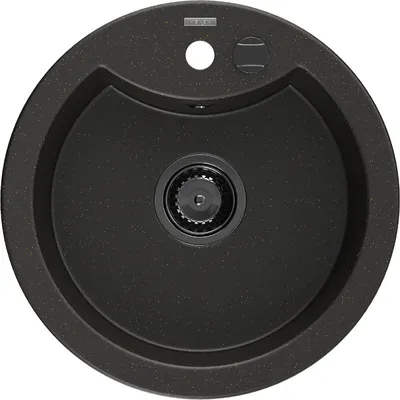 Produktbild von Mexen Diego 1-Becken-Granit-Spüle 488 x 480 mm, Schwarz/Gold metallisch, Siphon Schwarz - 6512481000-75-B