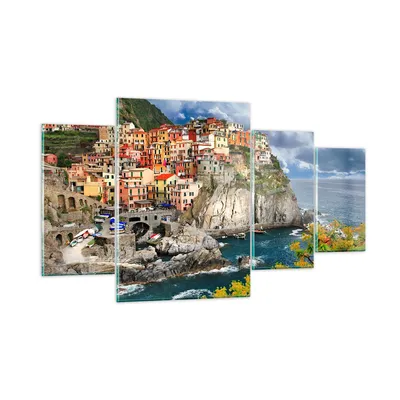 Produktbild von Bilder auf glas - Italien küste felsen landschaft - 160x90cm - Glasbilder - Wandbilder - Kunstdruck - zum Aufhängen bereit - Wanddekoration aus Glas - Glas Bilder - Wandbild auf Glas - GDL160x90-2710