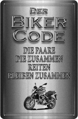 Produktbild von vianmo Blechschild 18x12 cm Motorrad Biker Code Paare zusammen Auto Garage Werkstatt