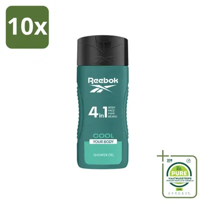 Produktbild von 10 x Reebok Cool Your Body 4-in-1 Duschgel - 400 ml - Großpackung - 10 Stücke