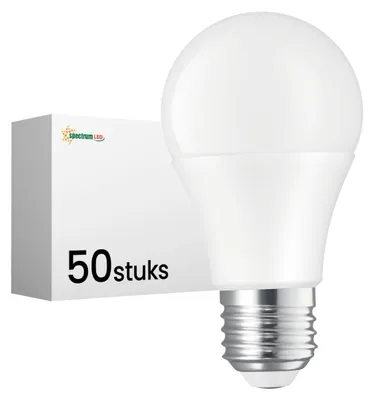 Productafbeelding van Spectrum LED Peerlamp A60 E27 Mat - 10W 1100lm 6000K - Koudwit - Vervangt 76W - 24V - 50 stuks