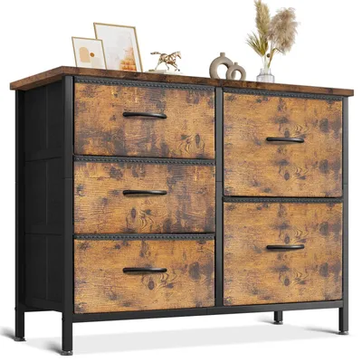 Image de Solidchoice - Commode avec 5 tiroirs - Meuble de rangement compact pour chambre et salon