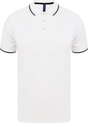 Produktbild von Henbury , Men´s HiCool® Tipped Polo Shirt , White , Navy , L