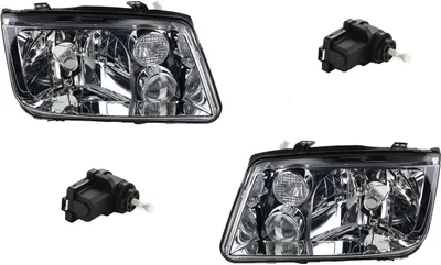 Produktbild von Scheinwerfer passend für VW Bora 1J2 98-05 + H4 H3 Set Links Rechts + Stellmotor 1J0941295B 1J0941295F 9948336 1J0941295C 6X0941295 6X0941295D Johns
