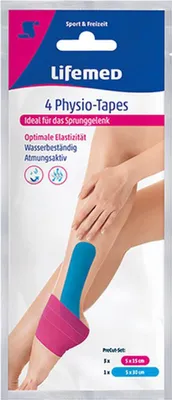 Produktbild von Lifemed Physio-Tape "Sprunggelenk" farbig sortiert