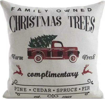 Image de EUROFIRANY | Taie d'oreiller de Noël - Taie d'oreiller décorative - 45 x 45 cm - Beige Noir - Housse de coussin de Noël - Voiture