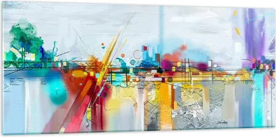 Produktbild von Bilder auf glas - Abstraktion modern - 120x50cm - Glasbilder - Wandbilder - Kunstdruck - zum Aufhängen bereit - Wanddekoration aus Glas - Glas Bilder - Wandbild auf Glas - Einteilig - GAB120x50-4028