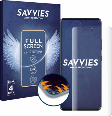 Produktbild von 4x Savvies Fullscreen Schutzfolie für Motorola Edge 30 Fusion Displayschutz Folie Fullcover Klar Transparent