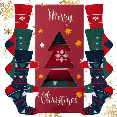 Produktbild von Herren-Weihnachtssocken von SOXO, Baumwollsocken Größe 40-45, Geschenk für Männer zu Weihnachten
