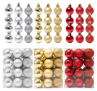 Weihnachtskugeln 72 Stück 3 cm Gold Rot Silber