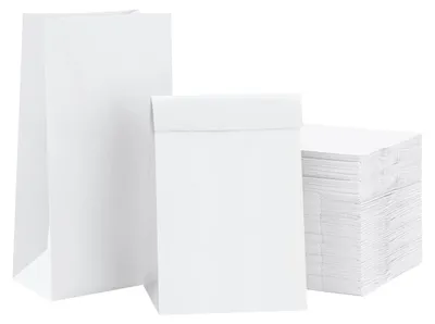 Image de 100 sacs en papier kraft blanc pour cadeaux