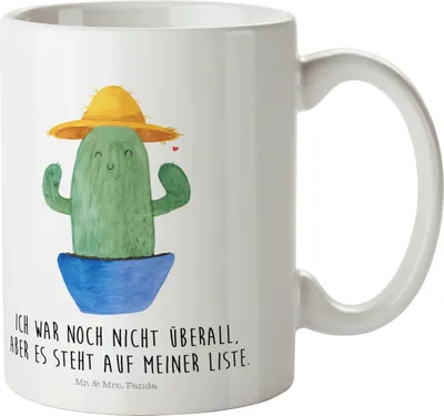 Produktbild von Mr. & Mrs. Panda Plastikbecher Kaktus Hut - Weiß - Geschenk, Pott, Reisen, Kindergarten Tasse, Mehrwegbecher, Kakteen, Henkelbecher, Motivation, Kindertasse, Spruch