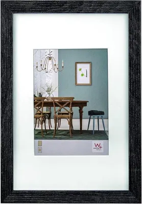 Image de Cadre photo en bois 13 x 18 cm avec passe-partout et cadre gris foncé