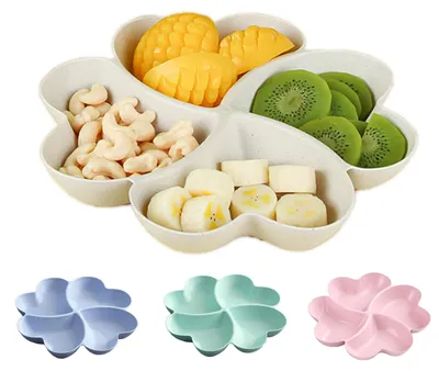 Snackteller mit Fächern, 4er-Set, 23 cm, PP, 4 Farben