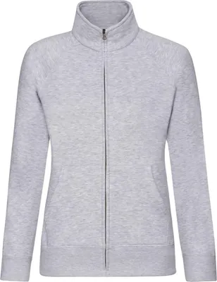 Image de Fruit Of The Loom Damen Lady-Fit Fleece-Sweatshirt-Jacke BC1371 (XL) (Grau meliert)