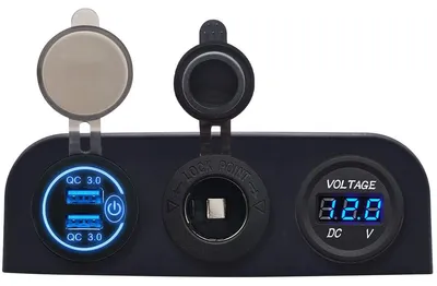 Produktbild von ProRide 12V USB-Ladegerät 2 Ports QC3.0, Voltmeter & 12/24V-Buchse, 3-fach