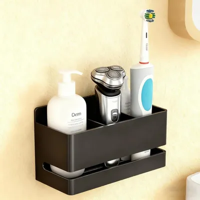 Immagine prodotto di Porta spazzolini elettrico in alluminio nero, da montare a parete senza foratura