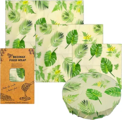Produktbild von 3 Stück Bienenwachsfolien Für Lebensmittel, Umweltfreundliches, Wiederverwendbares Bienenwachs-Lebensmittelfolien-Set, Bienenwachspapier (Design 8)
