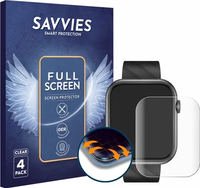 Produktbild von 4x Savvies Fullscreen Schutzfolie für Braidol Smartwatch 1.96" Displayschutz Folie Fullcover Klar Transparent