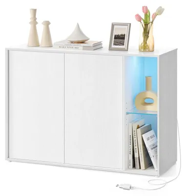 Produktbild von Weißer Aufbewahrungsschrank mit Glasböden – MDF – 39 x 100 x 71 cm
