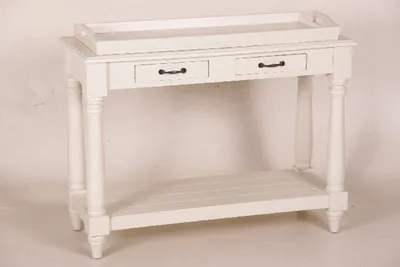 Produktbild von Casa Padrino Landhaus Stil Konsolen Tisch mit abnehmbaren Tablett weiß - Shabby Chic Möbel