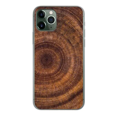 Produktbild von MuchoWow® Handyhülle Schutzhülle Hülle für iPhone 11 Pro Kreis - Holz - Ringe Silikon Softcase Handy Hülle - Handy