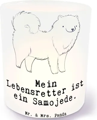 Produktbild von Mr. & Mrs. Panda Windlicht Glas Samojede Lebensretter - Transparent - Geschenk, Kerzenglas, Samojedenhund, Kerzenhalter, Teelichthalter, aus, Samojedenspitz