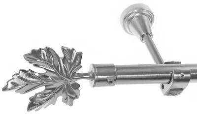 Produktbild von Edelstahl Look Gardinenstange 20mm Wandträger 1-läufig Blatt, Länge wählbar H50 E35 R