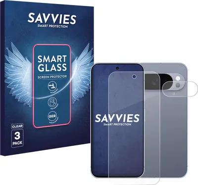 Produktbild von 3x Savvies Schutzglas Folie für Google Pixel 10 Pro (Display+Kamera) 9H Panzer Schutzfolie Glas Displayschutz klar transparent