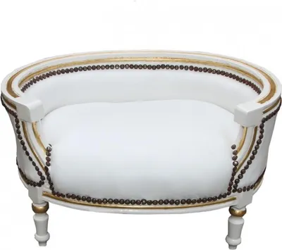 Image de Canapé baroque pour chiens et chats blanc / or Lit pour chien et chat