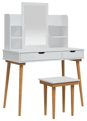 Image de vidaXL Ensemble de table de maquillage FAUSKE, 5 pièces, blanc, 100 x 50 x 143 cm