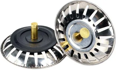 Image de Lot de 2 - Filtre en acier inoxydable - Bouchon de siphon - Support de filtre - Filtre de siphon - 8 cm - Argenté - Pour la cuisine et la salle de bains