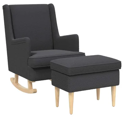 Produktbild von vidaXL Sessel mit Fußhocker 2 stk. Dunkelgrau Bouclé