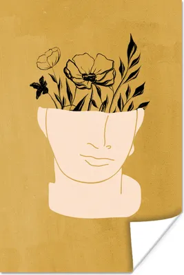Produktbild von MuchoWow® Poster Blumen - Gesicht - Bohème - Abstrakt 20x30 cm - Papierdruck