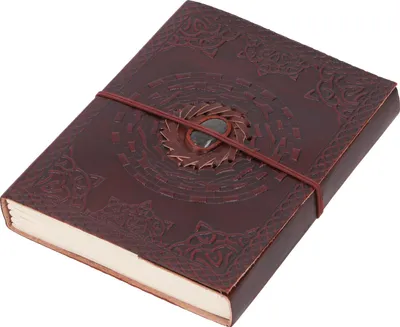 Produktbild von Lederbuch, Verziertes Notizbuch, Tagebuch, Schreibbuch mit Ledereinband 100 Seiten - 15*20 Cm/Labradorit, Braun, Papier,Leder, Notizbücher & Tagebücher