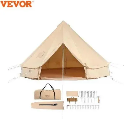 Productafbeelding van Famanu Tent voor 4-6 personen - Waterdichte canvaskoepeltent - 4 x 4 meter