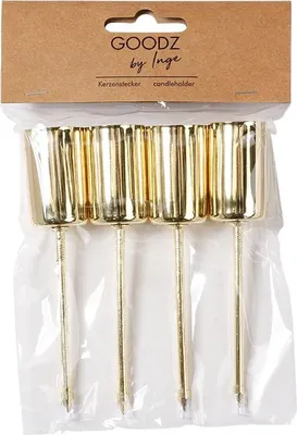 Produktbild von Kerzenhalter mit Spieß 12cm 4 Stk gold