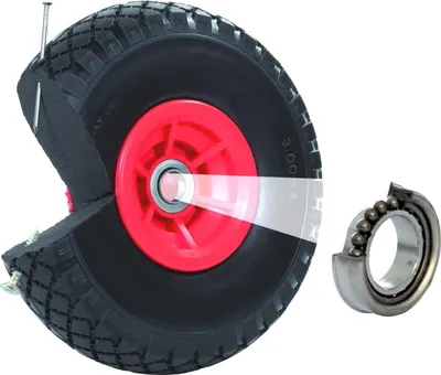 Produktbild von Sackkarrenrad PolyurethanRad 260x85 mm 3.00-4 60 mm versetze Nabe Ø 20 mm rot Vollgummi Bollerwagen