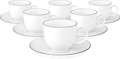 Produktbild von Seltmann Weiden Lido Black Line rund Kaffeetasse 0,22 l + Untertasse 6er Set